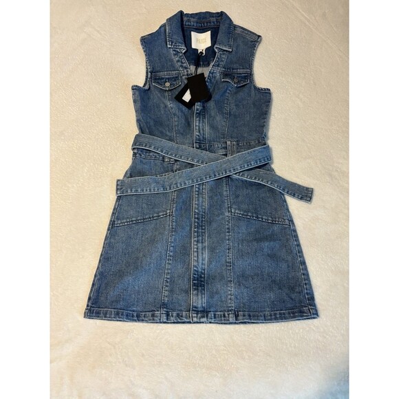 Anthropologie PAIGE Kelsee Sleeveless Mini Dress Sz 4 Light Denim NWT - Picture 5 of 10